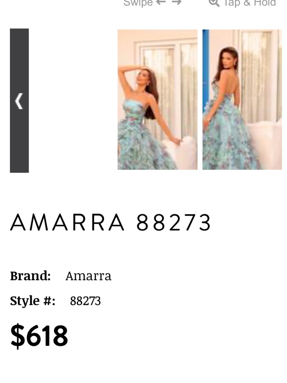 AMARRA Strapless Floral Ruffled Prom Dress in Mint #88273 - Picture 3 of 7
